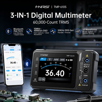 FNIRSI TMP-610S (3-in-1) Multimeter (60.000 Counts) + Oszilloskop + Signalgenerator