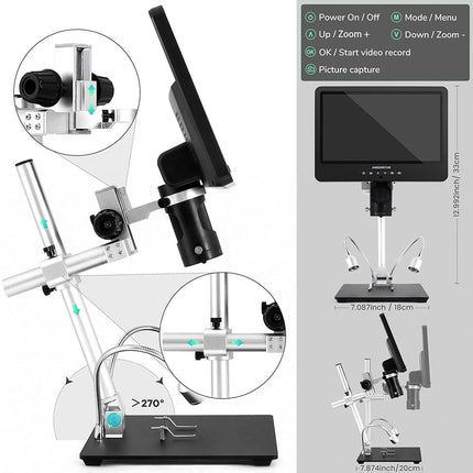 Andonstar AD249S-M 10,1" 3-Linsen HDMI Digital-Mikroskop